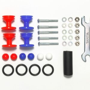 Tamiya TAM15525 Plastic Model 1/32 2-Stage Low Friction Roller Set with Rubber Ring Red Green