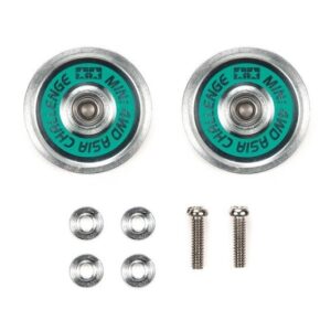 Tamiya TAM95688 JR HG 19mm Aluminum Ball-Race Rollers (Ringless, Green Logo Asia Challenge)